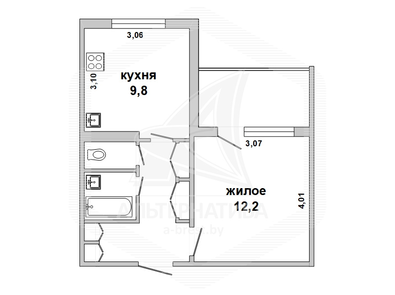  32.2кв.м., комнат 1, г. Брест (ВОСТОК)