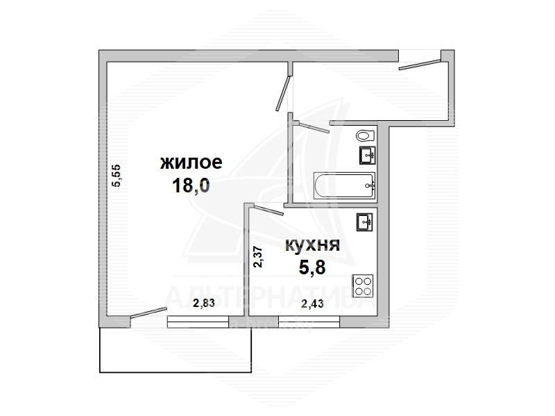  29.9кв.м., комнат 1, г. Брест (ЗАВОДСКАЯ)