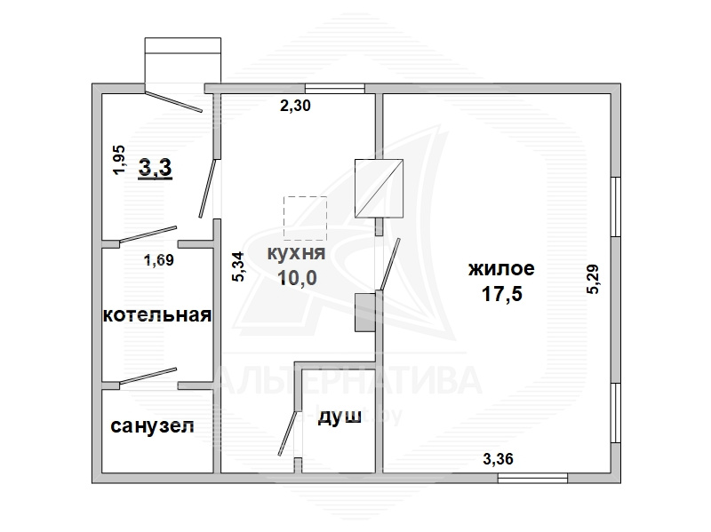  36.3кв.м. (участок 25 сот.), Каменецкий р-н