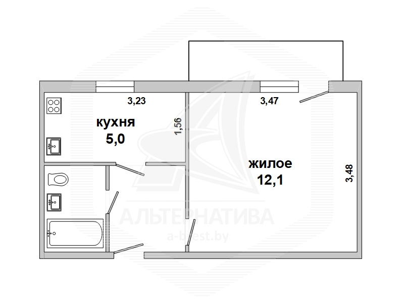  23.1кв.м., комнат 1, г. Брест (Лт. РЯБЦЕВА)