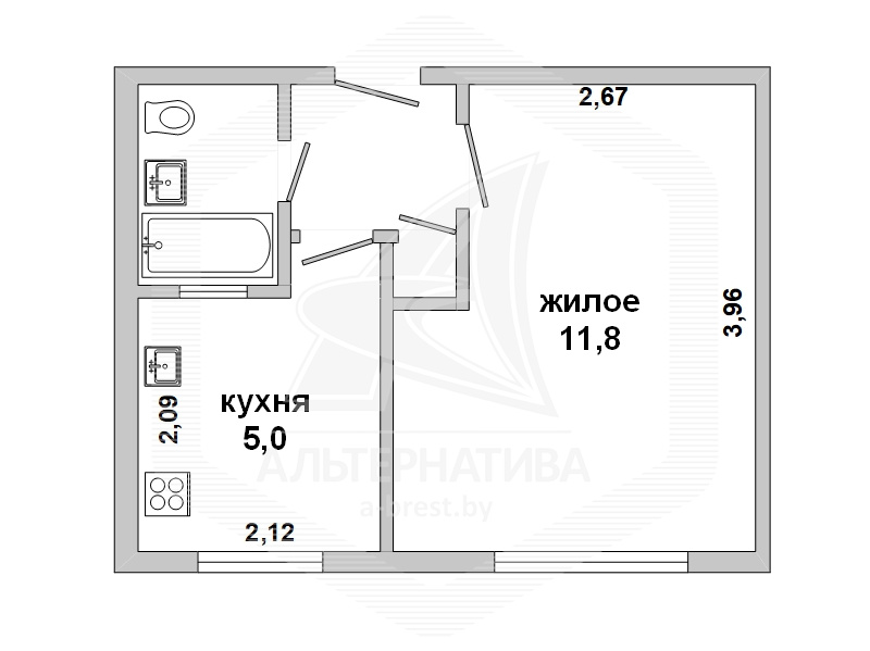  20.8кв.м., комнат 1, г. Брест (ГОБК)