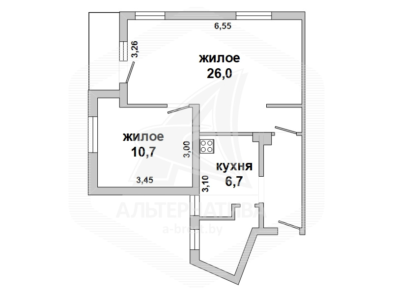  51.7кв.м., комнат 2, г. Брест (ЦЕНТР)