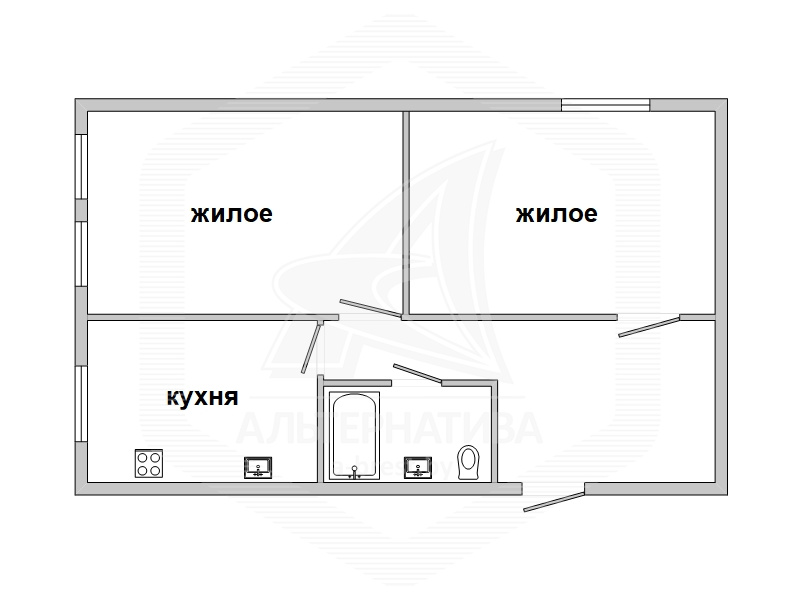  46.7кв.м., комнат 2, г. Брест (ЦЕНТР)