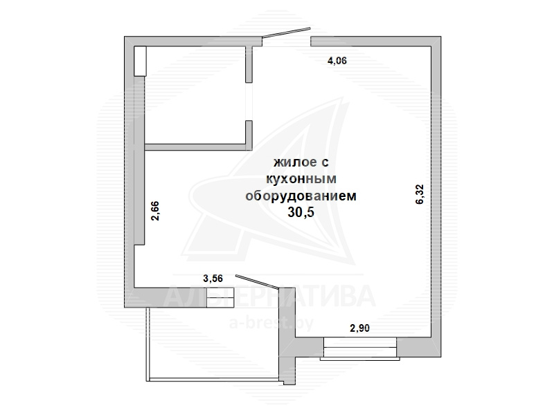 35.2кв.м., комнат 1, г. Брест (ЦЕНТР)