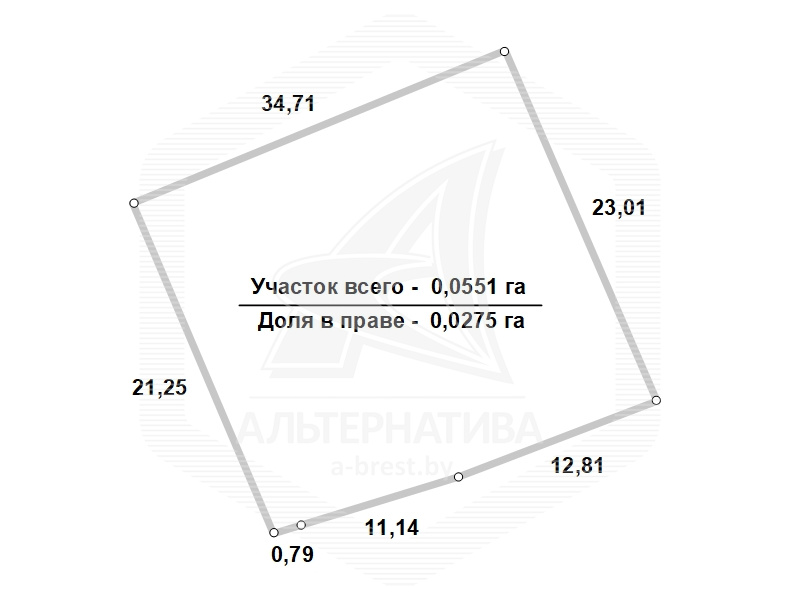  53.1кв.м. (участок 2.75 сот.), г. Брест (КИЕВКА)