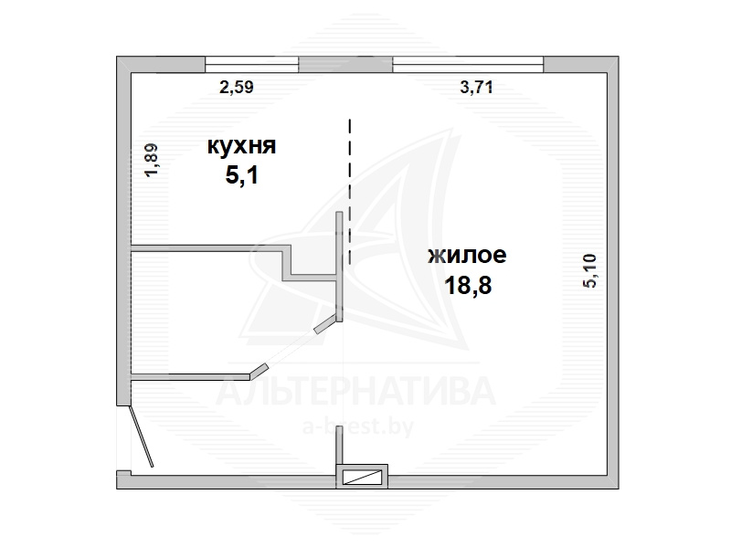  31.2кв.м., комнат 1, Кобринский р-н