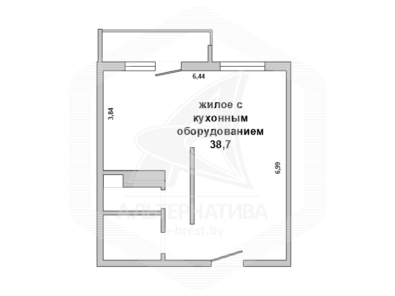  43кв.м., комнат 1, г. Брест (Лт. РЯБЦЕВА)