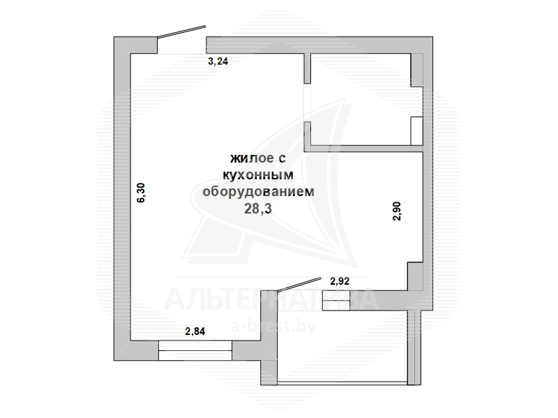 33.6кв.м., комнат 1, г. Брест (ЦЕНТР)